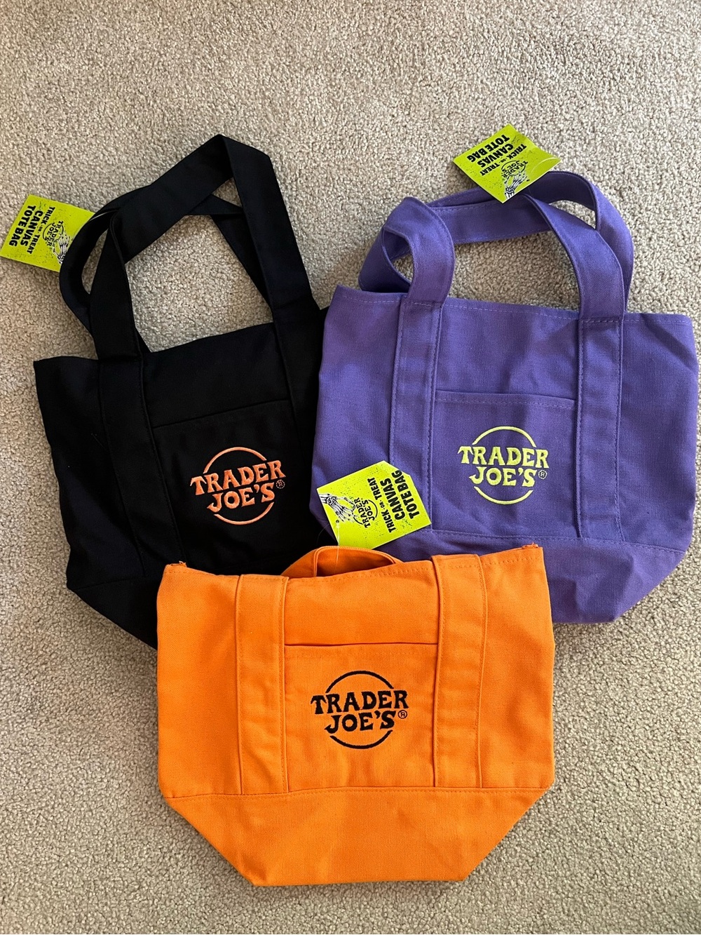 Trader Joe's Halloween Mini Canvas Tote Trio Viral 2025